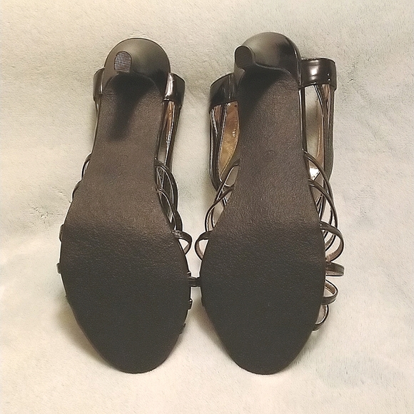 Avon Black Strappy Sling Back Heels Size 10 - Picture 3 of 11